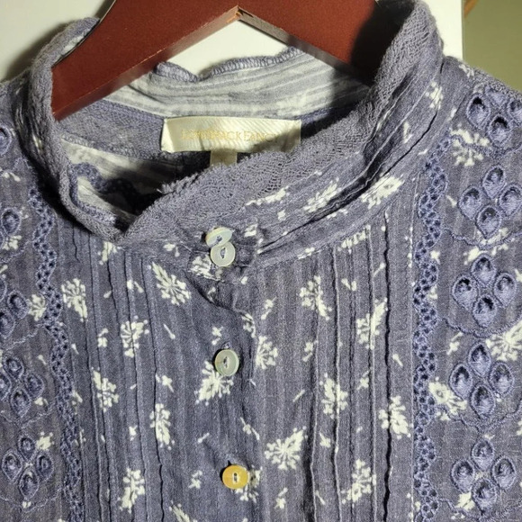 Love shack fancy embroidered eyelet lace floral button blouse purple small - Picture 6 of 9